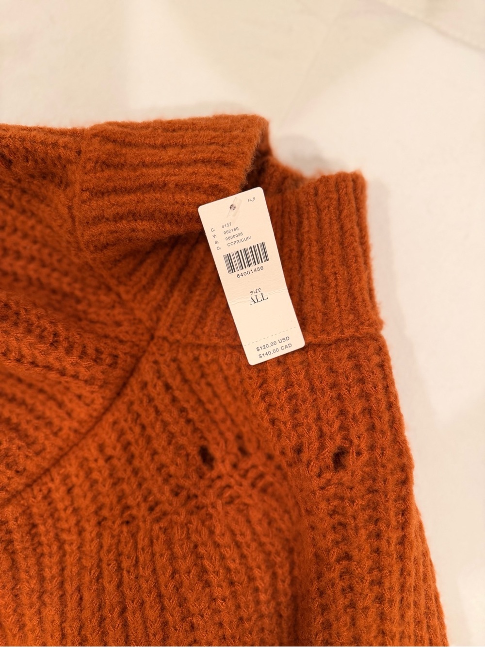 Anthropologie Burnt Orange Ribbed Knit Turtleneck Sweater